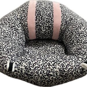 Leopard Print Pink baby plush soft floor seat helps baby learn to sit